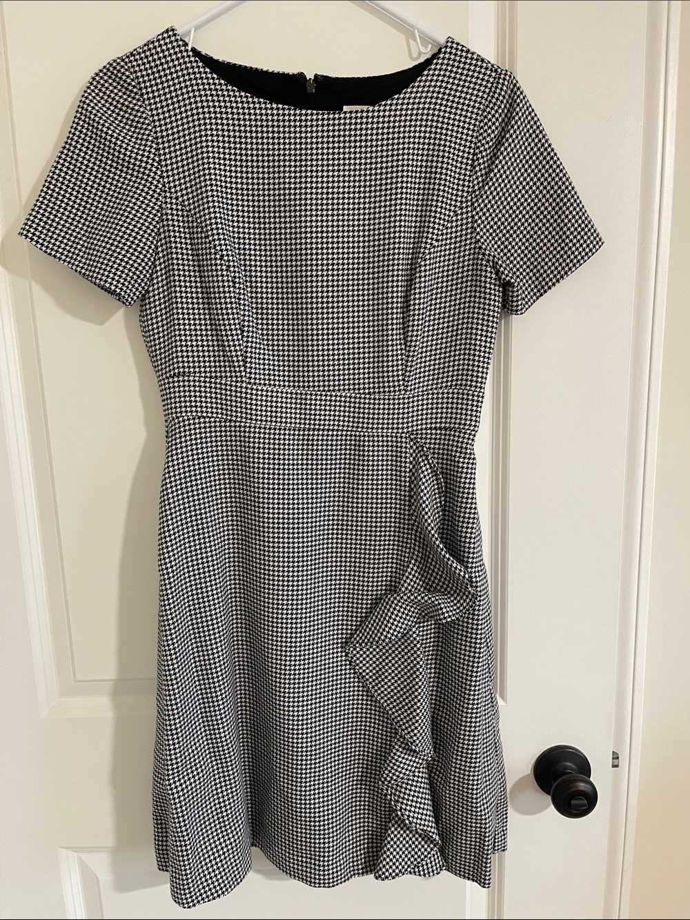 Eliza J Black and White Houndstooth Midi Dress